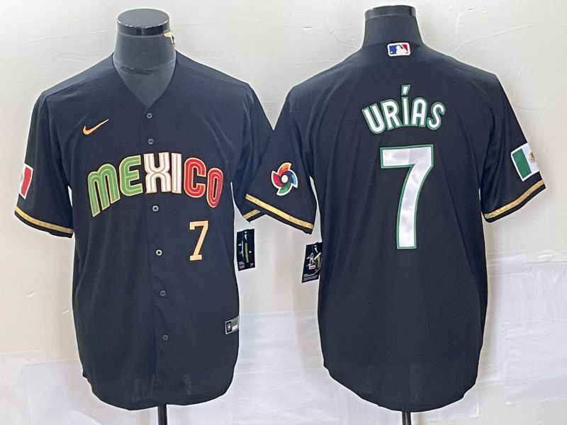 Men 2023 World Cub Mexico 7 Urias Black Nike MLB Jersey style 91825